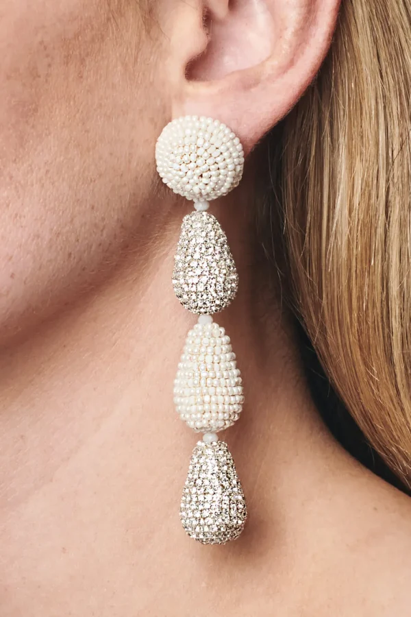 Fashion Eliza Earrings - Smooth Beads / Crystals Earrings