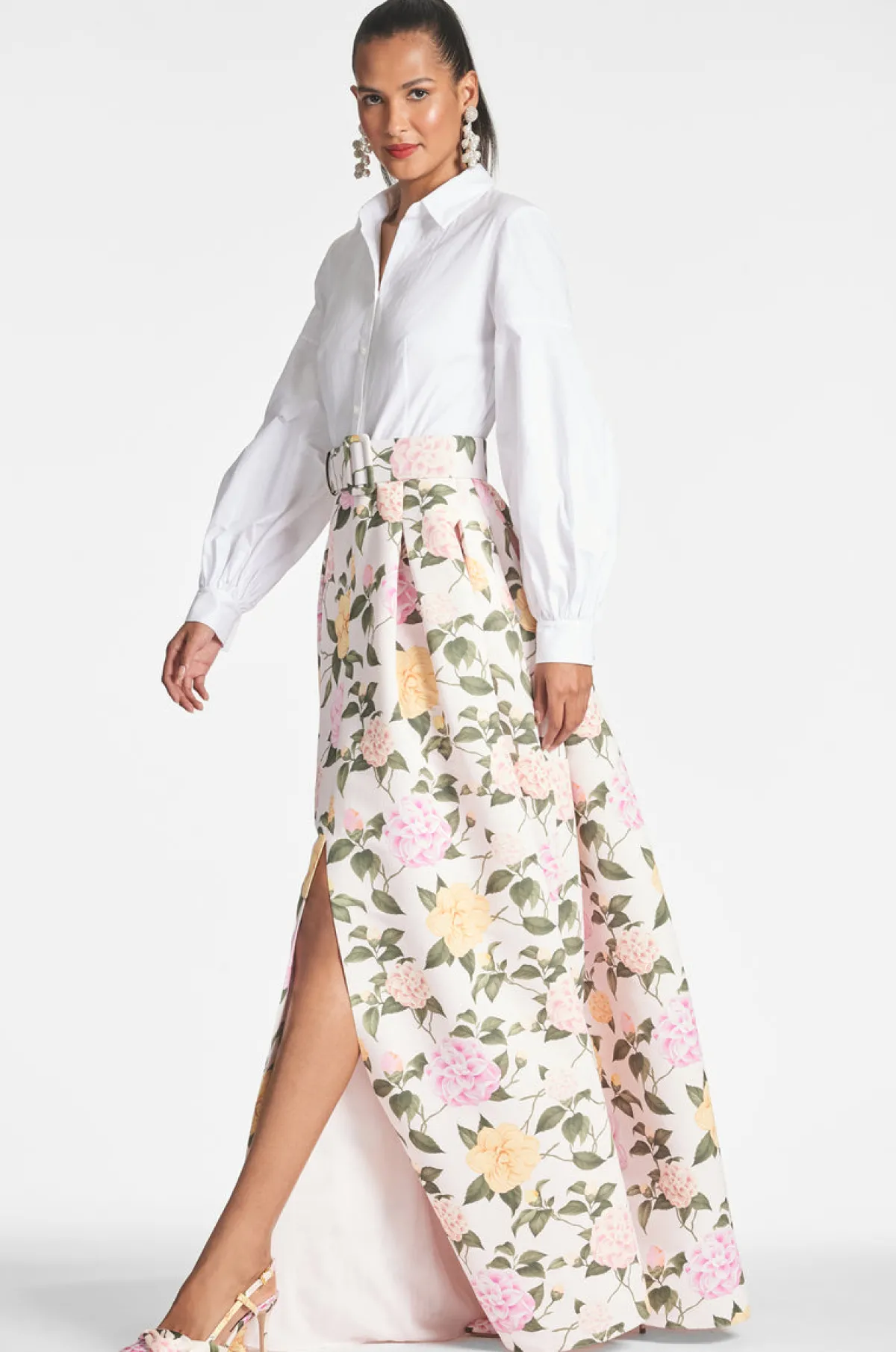 Hot Florence Gown - White/Pink Lemonade Bouquet Winter | Black-Tie