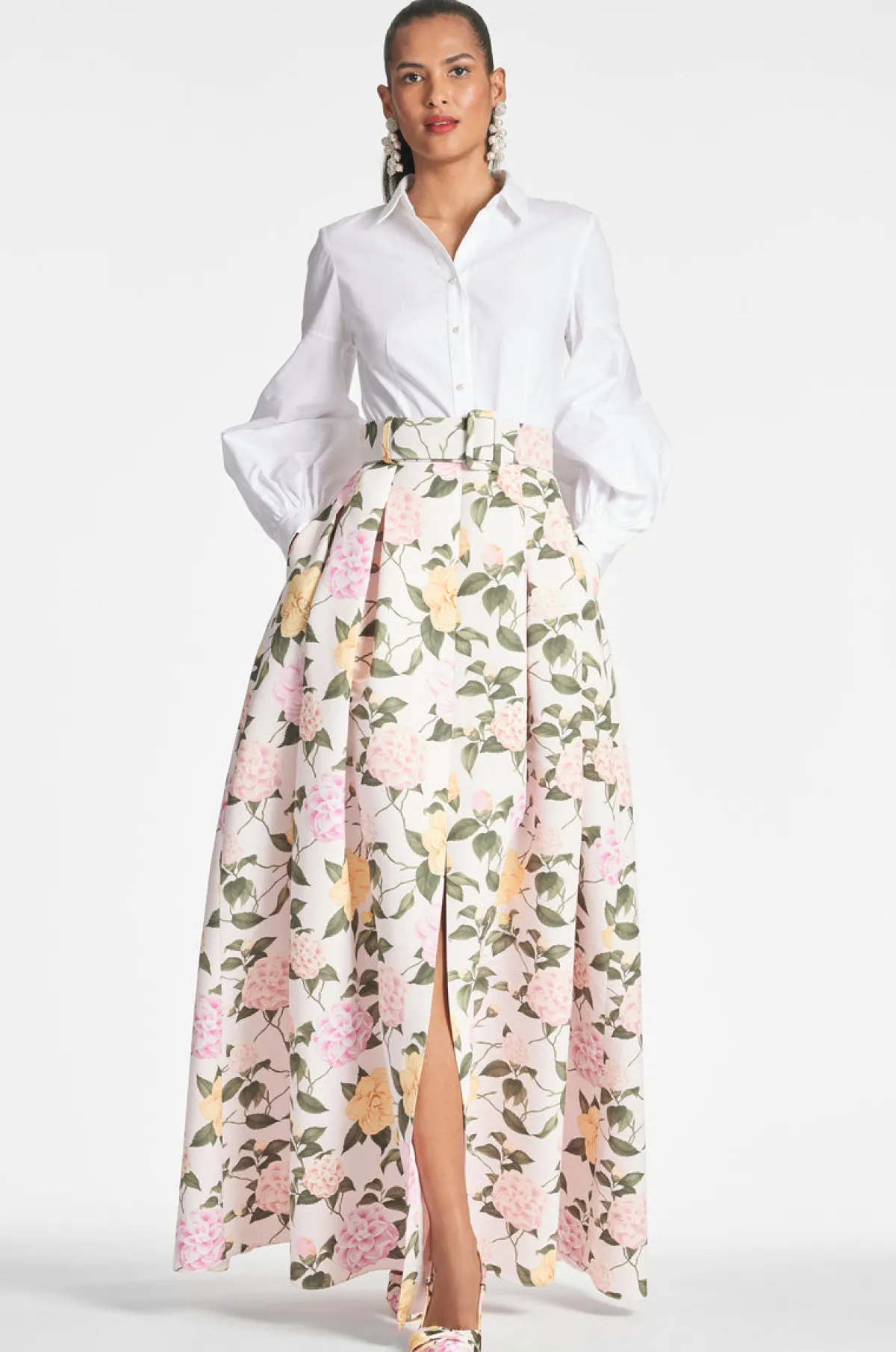 Hot Florence Gown - White/Pink Lemonade Bouquet Winter | Black-Tie