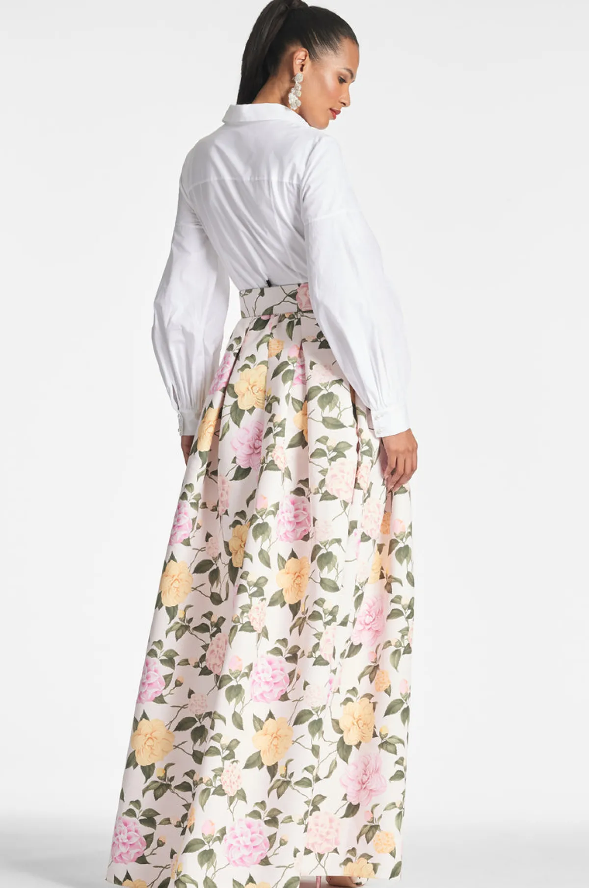 Hot Florence Gown - White/Pink Lemonade Bouquet Winter | Black-Tie