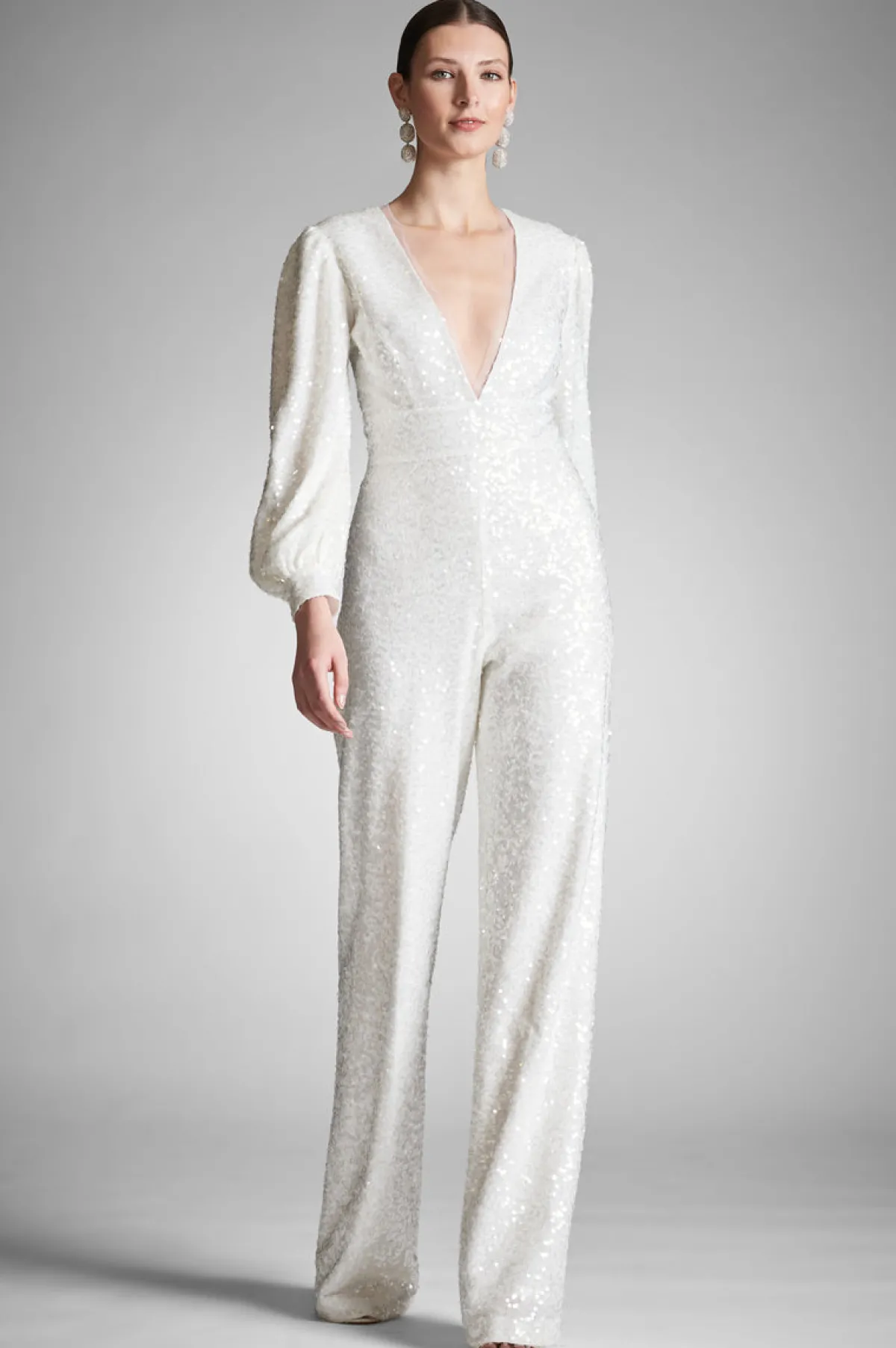Cheap Presly Jumpsuit - Ivory Sequins Engagement Party | Rehearsal Dinner
