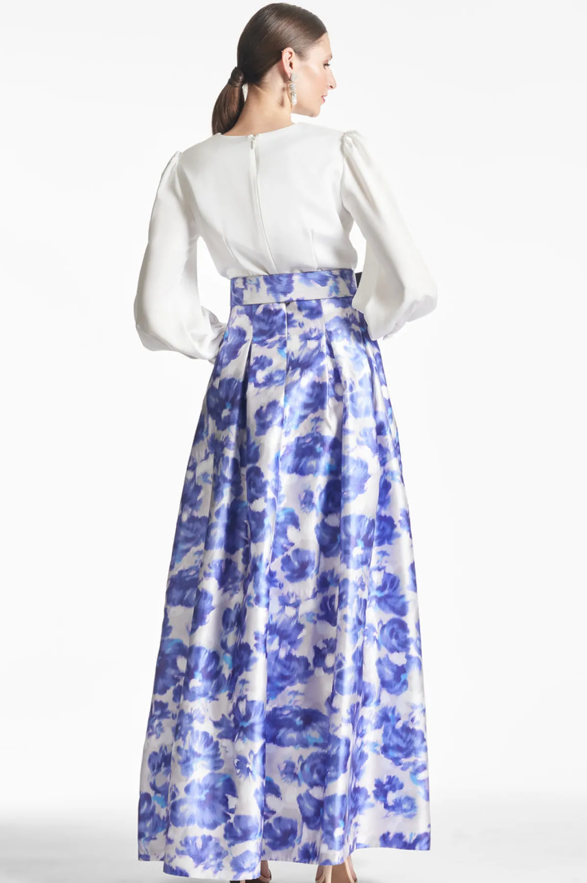 New Zoe Gown - Off White/Azure Watercolor Winter | Ball Gowns